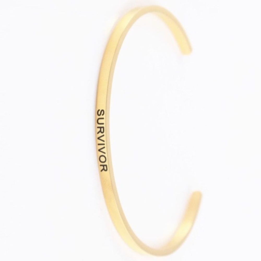 Womens Stainless Steel Gold Tone Survivor Bracelet Inspirational Symbolic‎